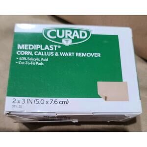 Curad Mediplast Pads Corn Callus Wart Remover 40% Salicylic Acid 2" x 3" 25ct